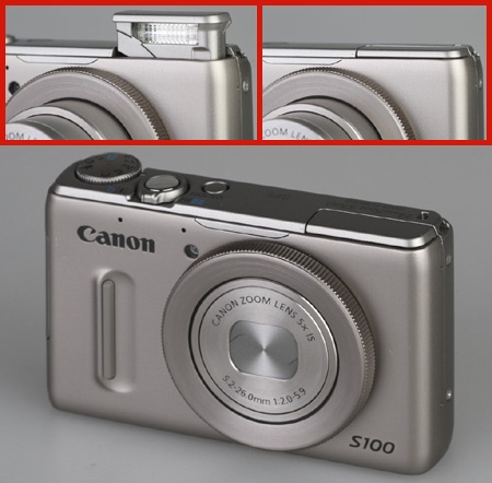 Canon PowerShot S100 výsuvný blesk