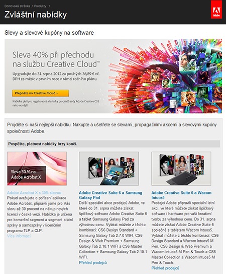 Adobe Creative Cloud výhodněji