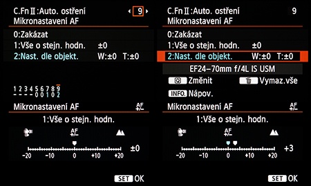 Canon EF 4/24–70L IS USM - mikronastavení AF